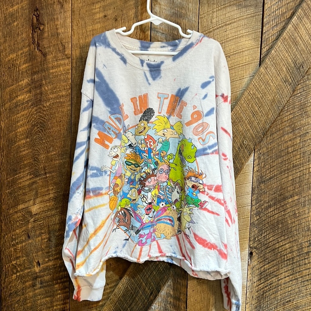 Nickelodeon tie dye “made in the 90s” long sleeve T shirt **size L kids**